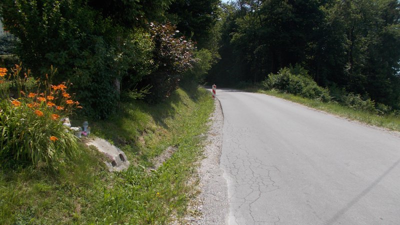 Fotografija: Deklica se je smrtno ponesrečila med vožnjo s kolesom na cesti med Vojnikom in Šmartnim v Rožni dolini. FOTO: Primož Škerl