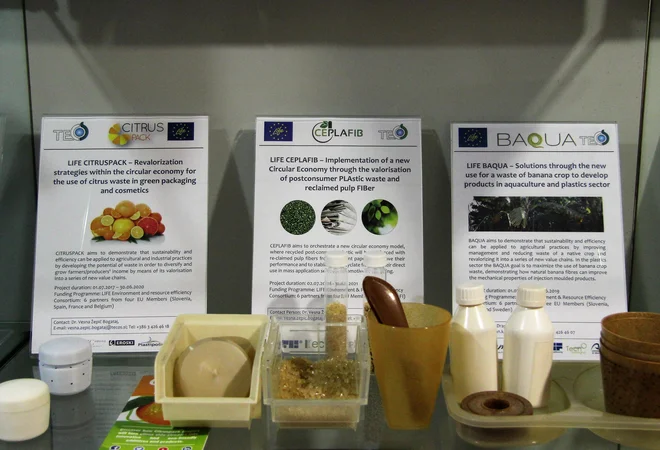 Trije Tecosovi EU projekti Life in prototipi novih izdelkov iz recikliranih materialov. Foto Brane Piano