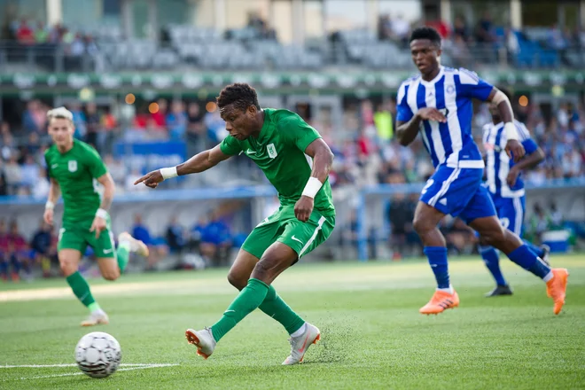 Issah Abass je dokončno zagotovil Olimpiji napredovanje. FOTO: SPS/NK Olimpija Ljubljana