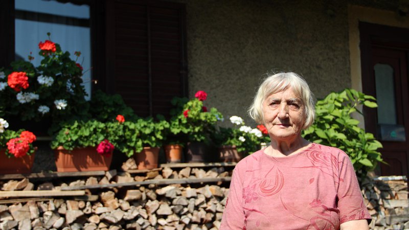 Fotografija: »Vsej vasi sem dolžna, pa sorodnikom in ljudem po Sloveniji,« pravi Marija Matko, skorajda 82-letna gospa, ki ji je toča sesula štiri strehe. Foto Simona Fajfar