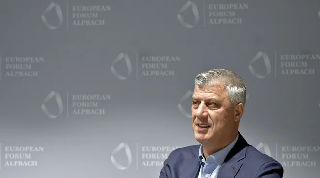 Thaci (na sliki) se bo na naslednjih pogovorih s srbskim predsednikom Aleksandrom Vučićem v Bruslju sestal 7. septembra. FOTO: Herbert Neubauer/AFP