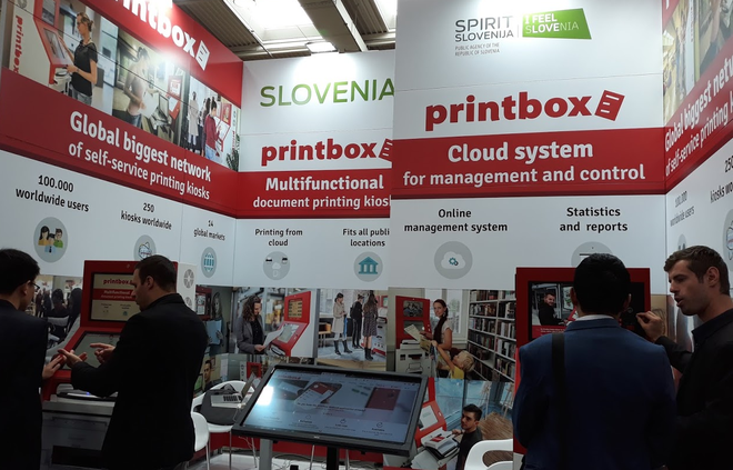 Predstavitev slovenskih podjetij na sejmu CeBIT 2018 v Hannovru. (foto arhiv SPIRIT Slovenija)