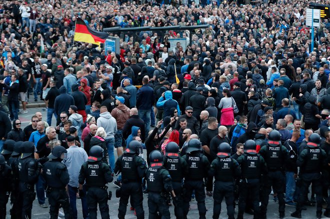 Protesti skrajnih desničarjev v začetku tedna v Nemčiji. FOTO: Odd Andersen/Afp