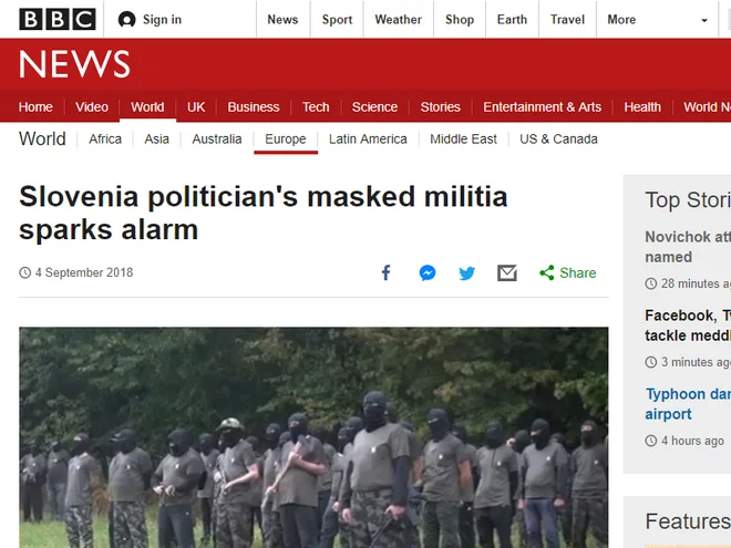 BBC poroča o Šiškovi paravojski. FOTO: BBC
