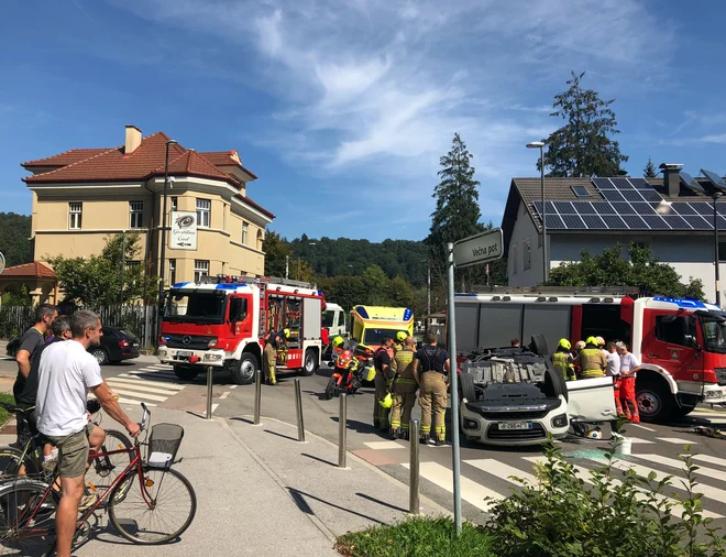 Prometna nesreča v Ljubljani. FOTO: Matej Družnik