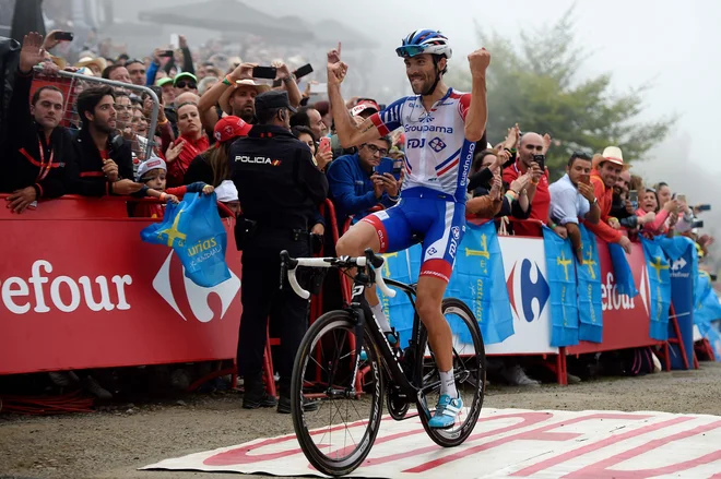 Thibaut Pinot na vrhu Lagos de Covadonge. FOTO: AFP