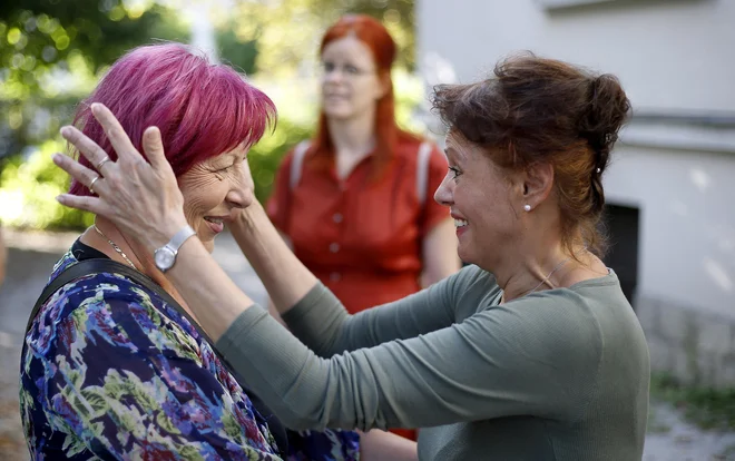 Kanidatke pred volitvami za novo predsednico DSP - Aksinja Kermauner in Draga Potočnjak, v ozadju Gabriela Babnik. Foto Blaž Samec