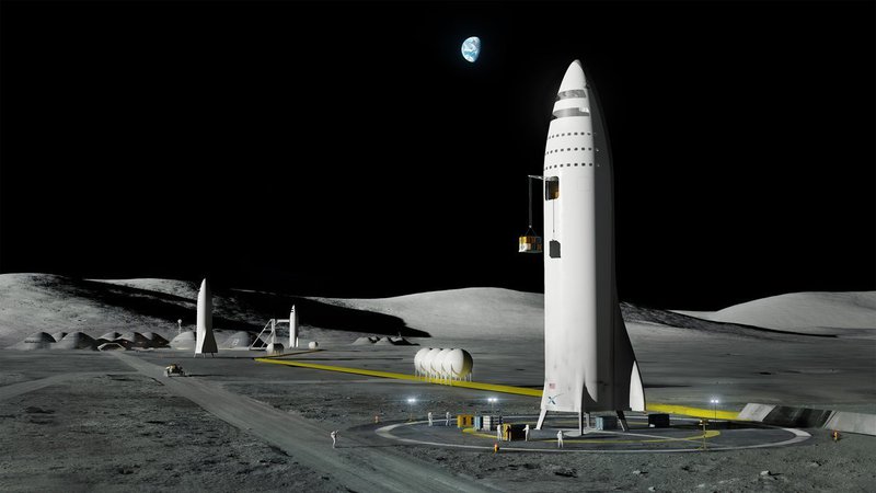 Fotografija: Umetniška upodobitev BFR na Luni FOTO: SpaceX/AP