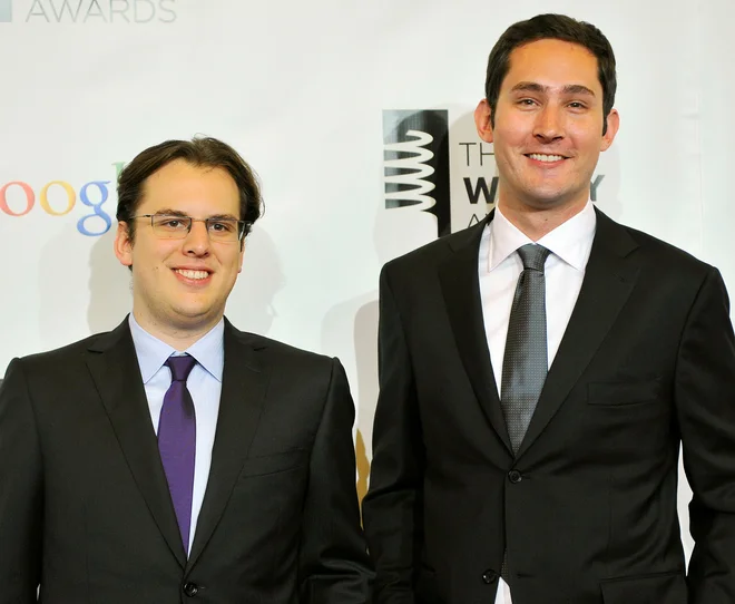 Mike Krieger (levo) in Kevin Systrom na 16. podelitvi nagrad Webby FOTO: Stephen Chernin/Reuters
