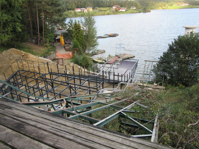 Za zdaj je ob Šmartinskem jezeru še gradbišče. FOTO: Špela Kuralt/Delo