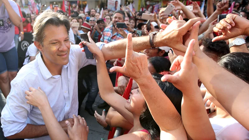 Fotografija: Predsedniški kandidat Delavske stranke Fernando Haddad. FOTO: Paulo Whitaker/Reuters Foto Paulo Whitaker/reuters Reuters