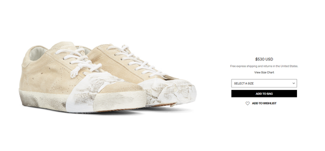 Čevlji z lepilnim trakom v spletni trgovini. FOTO: Golden Goose