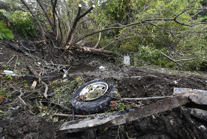 Limuzina je trčila tudi v drevo. FOTO: AP