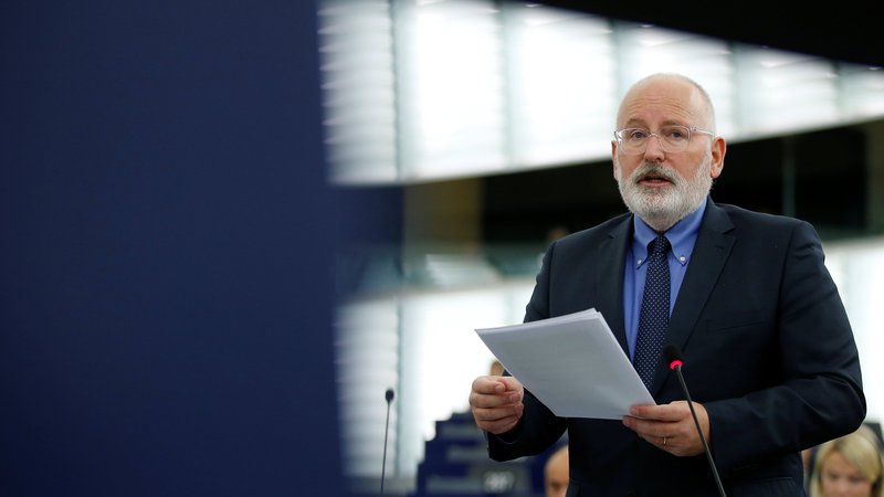 Fotografija: Frans Timmermans odločno zagovarja spoštovanje evropskih vrednot. FOTO: Reuters