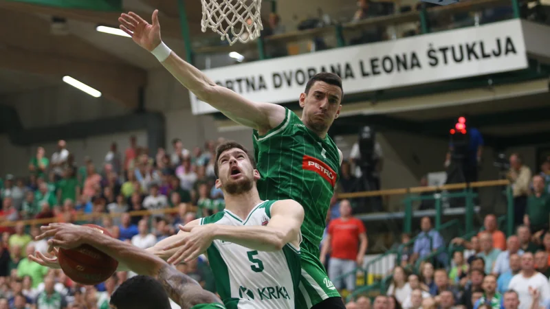 Fotografija: Paolo Marinelli (z žogo) je v sezonah 2013-15 igral za Olimpijo, zdaj drugo leto organizira Krkino igro. FOTO: Jože Suhadolnik