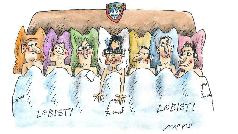 Fotografija: Lobisti pri Šarcu KARIKATURA: Marko Kočevar