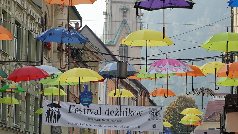 Fotografija: Dobrodelni Festival dežnikov celjskih Lions klubov. FOTO: Brane Piano