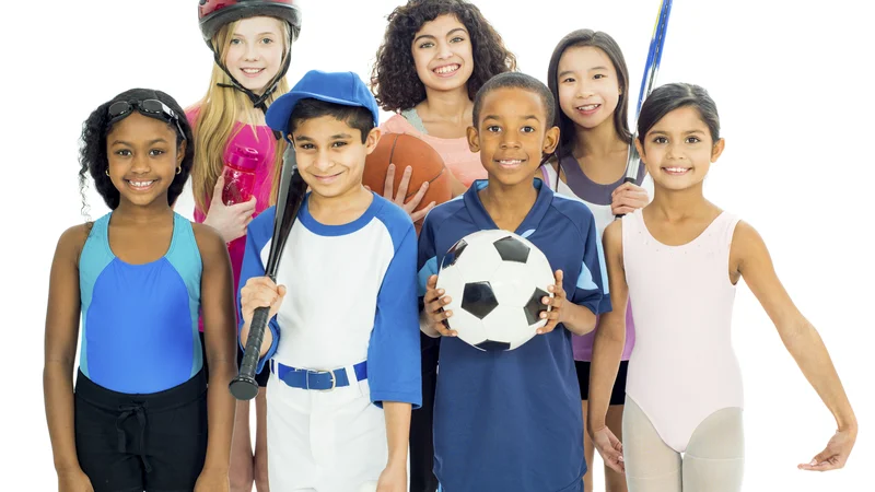 Fotografija: Diverse group of young athletes. Isolated on white background. 