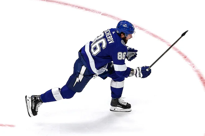 Nikita Kučerov je popeljal Tampo do zmage. FOTO:&nbsp;Bruce Bennett/AFP