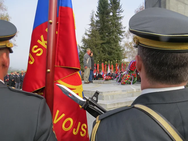 Vence so k spomeniku padlim herojev med drugim položili tudi člani borčevske organizacije. FOTO: Bojan Rajšek/Delo