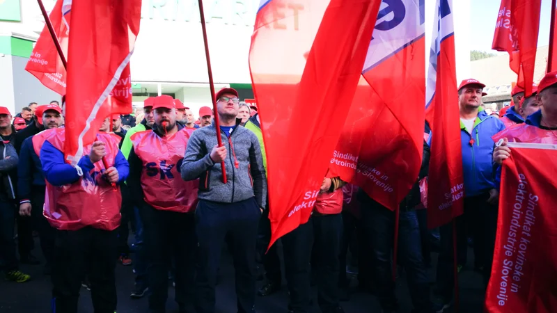 Fotografija: Na protestnem shodu je zbrane nagovorila tudi predsednica Skei in ZSSS Lidija Jerkič. FOTO: Delo