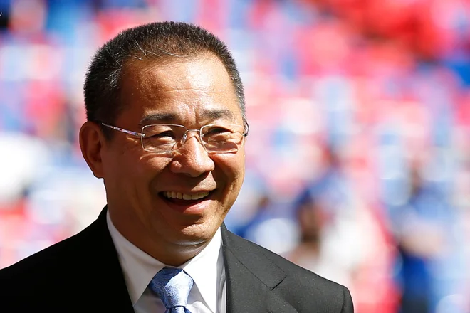 Ni še podatkov, ali je tajski lastnik nogometnega kluba Leicester Vichai Srivaddhanaprabha umrl v nesreči ali ne. FOTO: AFP