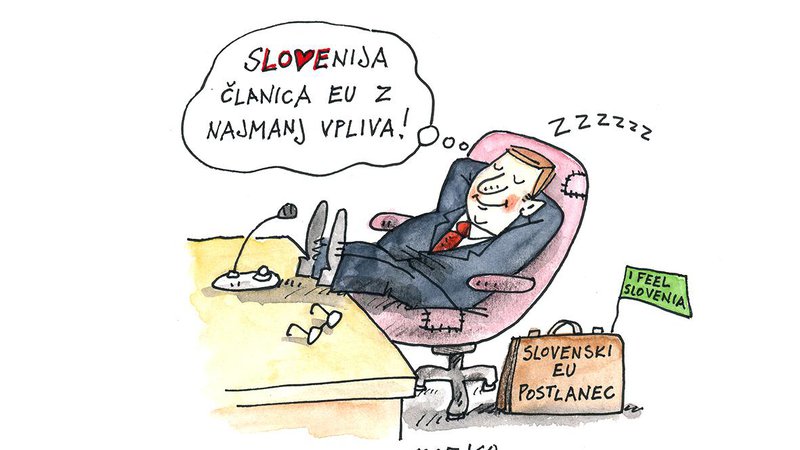 Fotografija: To, da Slovenija ni v nobeni koaliciji, zavezništvu članic, samo po sebi ni slabo. KARIKATURA: Marko Kočevar
