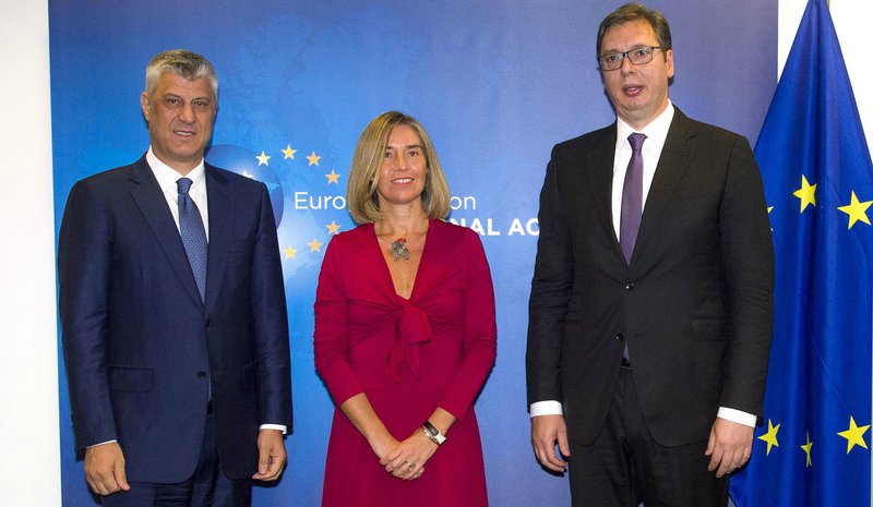 Fotografija: Zadnji krog dialoga med Srbijo in Kosovom je bil sredi julija, septembra sta se Vučić in Thaçi ločeno sestala s Federico Mogherini. FOTO: westernbalcans.com