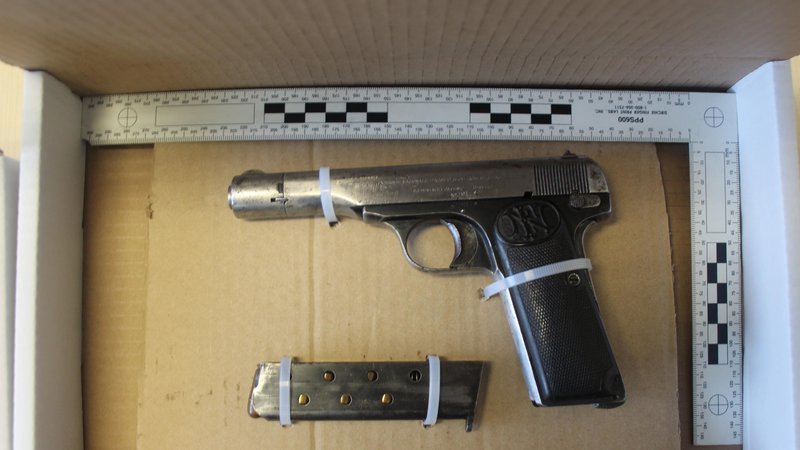 Fotografija: Policisti so zasegli dve pištoli z več naboji. FOTO: PU Koper
