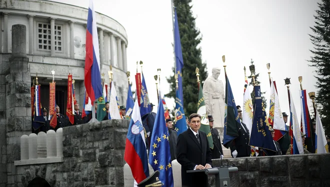 Slovesnost je potekala pri kostnici žrtev prve svetovne vojne na ljubljanskem pokopališču Žale. FOTO: Blaž Samec/Delo