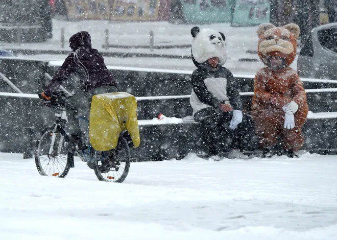 Kiev je eno prvih evropskih mest letošnjo zimo, ki ga je pokrila snežna odeja. Foto Sergei Supinsky Afp
