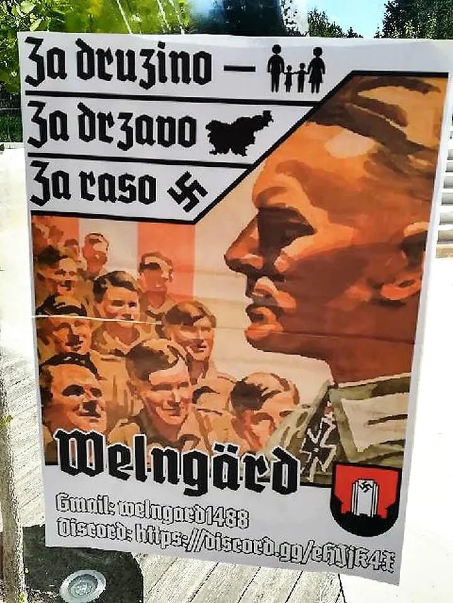 Eden izmed plakatov, ki jih je junija mladoletnik polepil po Velenju. FOTO: MO Velenje