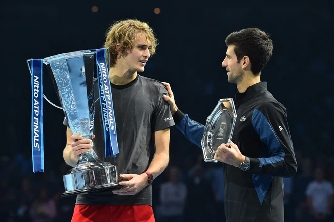 Prvi in četrti lopar sveta, Novak Đoković in Alexander Zverev. FOTO: Glyn Kirk/AFP