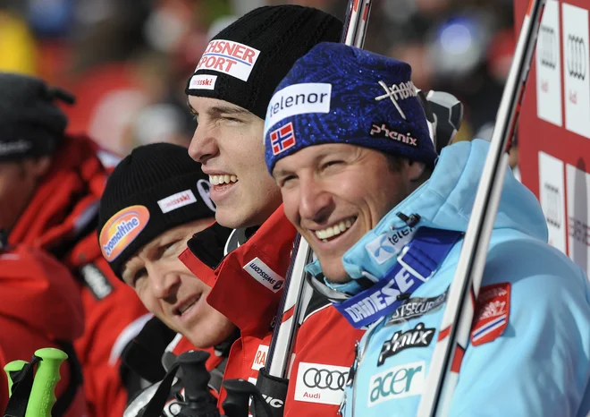 Spomin na Beaver Creek 2009: Švicar Carlo Janka (v sredini) je zmagal na vseh treh tekmah na tem prizorišču (smuk, kombinacija, veleslalom). Najboljšo bilanco pa ima na progi Ptic roparic Aksel Lund Svindal (desno), ki je zmagal šestkrat. FOTO: Mark Leffi