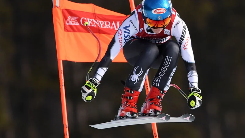 Superveleslalom je bil do danes edina disciplina, v kateri Mikaela Shiffrin še ni zmagala. Zdaj je drugače. FOTO: Mark Ralston/AFP
