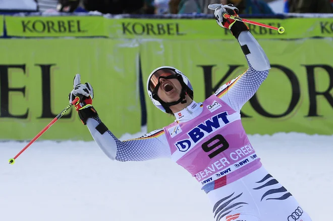 Stefan Luitz se je krstne zmage veselil kot otrok. FOTO: Nathan Bilow/AP