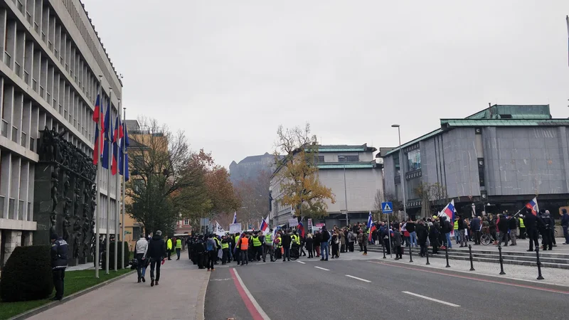 Fotografija: Proti sporazumu, ki je bil danes potrjen v Marakešu, so tudi danes protestirali pred državnim zborom. Prvi protest je potekal ob izredni seji državnega sporazuma na to temo. Izredno sejo je zahtevala stranka SDS, k protestom je tedaj pozval Janez Janša. FOTO: Delo