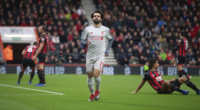 Mohamed Salah je v soboto dosegel tri gole. FOTO: AP