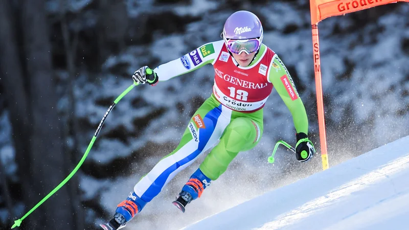 Fotografija: Za Ilko Štuhec je bila Val Gardena prelomna. Na včerajšnjem smuku je bila najhitrejša in najbolj natančna, prikazala je nastop brez napake. FOTO: AFP