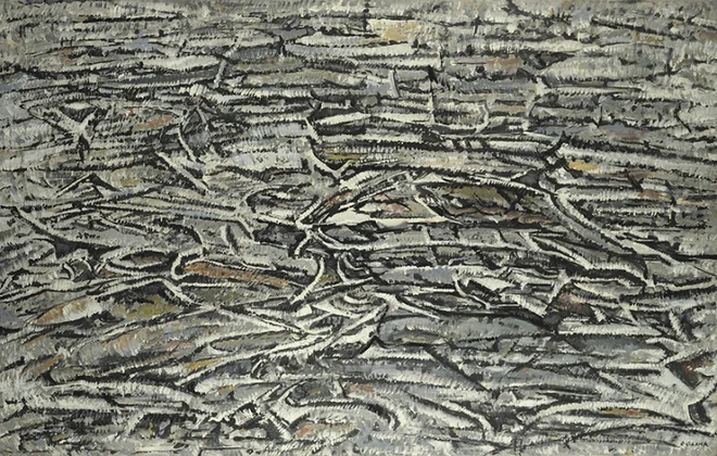 Oton Gliha: <em>Súhi zidôvi&nbsp;</em><em>XIX 60</em>, 1960, olje platno. FOTO: &copy; Lado Mlekuž/Moderna galerija Ljubljana