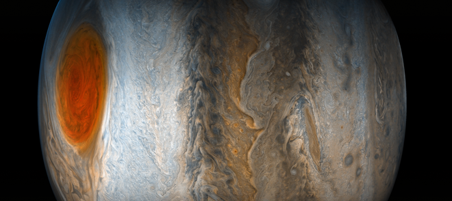 Znamenita nevihta. FOTO: NASA/JPL-Caltech/SwRI/MSSS/Gerald Eichstädt /Seán Doran 