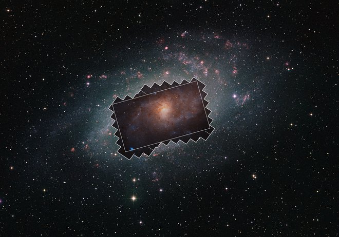 Sestavljena fotografija posnetkov zemeljskih teleskopov in Hubbla. FOTO: NASA, ESA, Digitized Sky Survey 