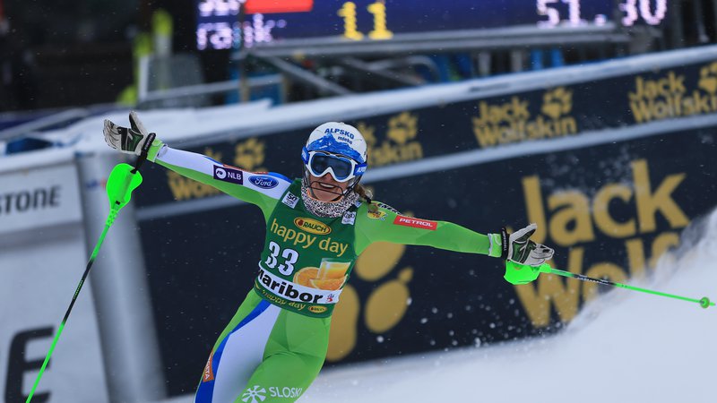 Fotografija: Ilka Štuhec je nazadnje v Mariboru tekmovala pred dvema sezonama. Na krilih uspeha je dosegla uvrstitvi kariere v tehničnih disciplinah. V veleslalomu je bila 14., v slalomu 10. FOTO: Tadej Regent/Delo