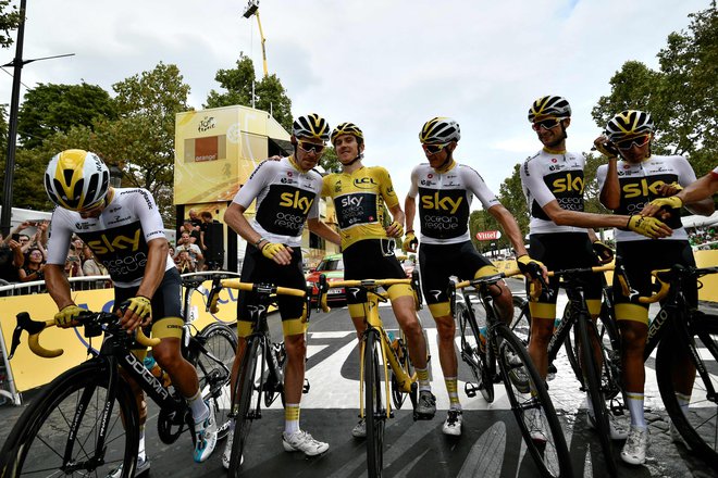 Sky se bo bo kot glavni sponzor najbogatejše kolesarske ekipe na svetu po tej sezoni umaknil, a britanska zasedba tudi po tem, kot kaže, ne bo imela finančnih težav. Foto AFP