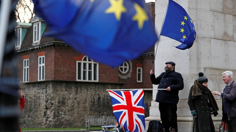 Fotografija: Nasprotniki brexita protestirajo pred britanskim parlamentom. FOTO: Adrian DENNIS / AFP