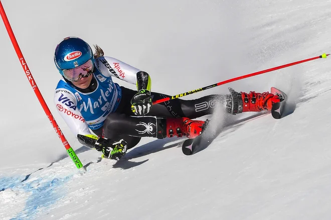 Mikaela Shiffrin je bila razred zase. Dejala je, da je prikazala najlepši veleslalomski nastop v karieri. FOTO: Tiziana Fabi/AFP