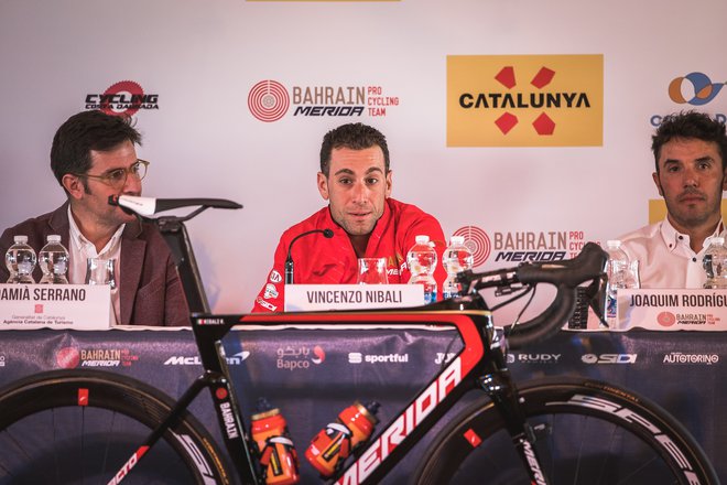 Vincenzo Nibali je bil prvi zvezdnik predstavitve ekipe. FOTO: Marti Milla/CTA