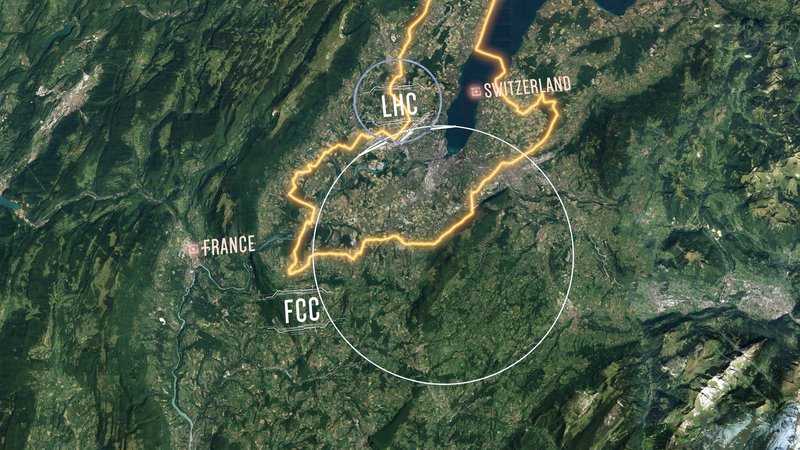 Fotografija: Primerjava obsegov trenutnega trkalnika in predlaganega. FOTO: CERN