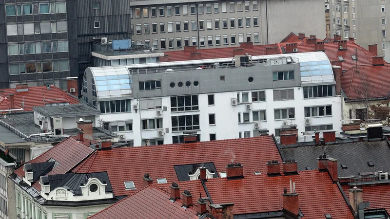 Fotografija: Jabolko spora med DUTB, etažnimi lastniki in upravnikom stavbe na Trdinovi 4 je plačilo popravila steklene strehe, ki pušča. Foto Mavric Pivk