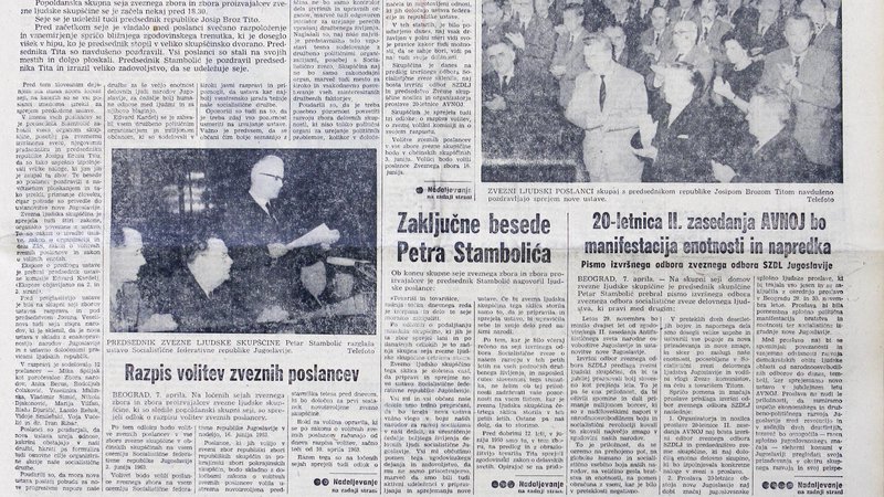 Fotografija: Naslovnica Dela ob sprejetju nove ustave SFRJ aprila 1963